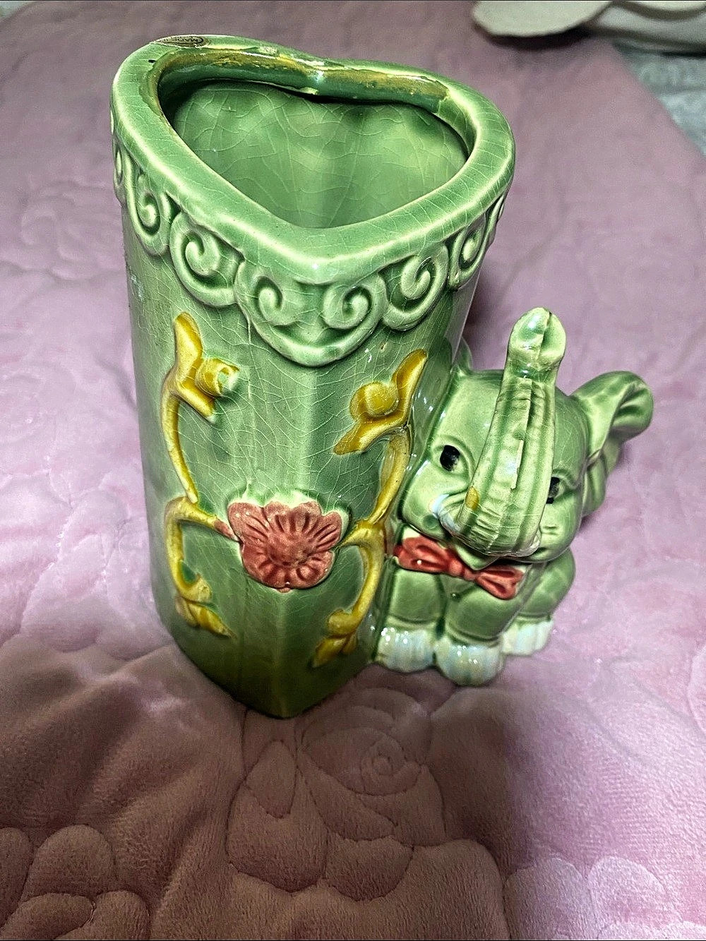 Napco Elephant vase Green